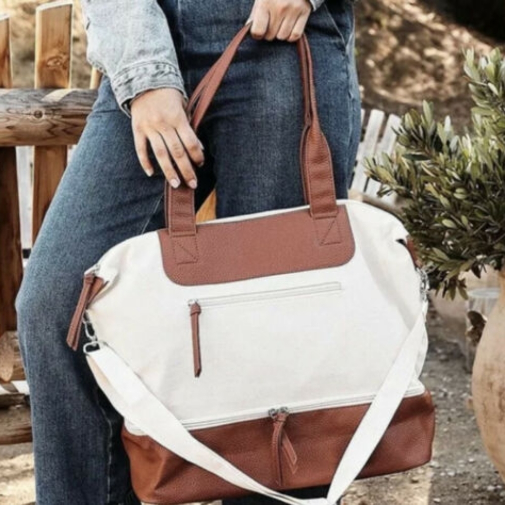 Graf Lantz Carry On Travel Bag Weekender Canvas Vegan Leather